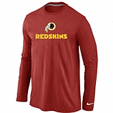 Nike Washington Red Skins Authentic Logo Long Sleeve T-Shirt Red,baseball caps,new era cap wholesale,wholesale hats