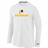 Nike Washington Red Skins Authentic Logo Long Sleeve T-Shirt White,baseball caps,new era cap wholesale,wholesale hats