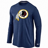 Nike Washington Red Skins Logo Long Sleeve T-Shirt D.Blue,baseball caps,new era cap wholesale,wholesale hats