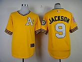 Oakland Athletics #9 Reggie Jackson 1968 Yellow Throwback Jerseys,baseball caps,new era cap wholesale,wholesale hats