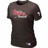 Philadelphia Phillies Nike Women's Brown Short Sleeve Practice T-Shirt,baseball caps,new era cap wholesale,wholesale hats