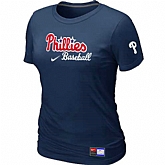 Philadelphia Phillies Nike Women's D.Blue Short Sleeve Practice T-Shirt,baseball caps,new era cap wholesale,wholesale hats