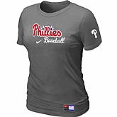 Philadelphia Phillies Nike Women's D.Grey Short Sleeve Practice T-Shirt,baseball caps,new era cap wholesale,wholesale hats