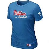 Philadelphia Phillies Nike Women's L.blue Short Sleeve Practice T-Shirt,baseball caps,new era cap wholesale,wholesale hats