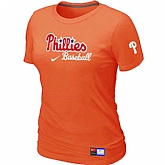 Philadelphia Phillies Nike Women's Orange Short Sleeve Practice T-Shirt,baseball caps,new era cap wholesale,wholesale hats