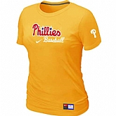 Philadelphia Phillies Nike Women's Yellow Short Sleeve Practice T-Shirt,baseball caps,new era cap wholesale,wholesale hats