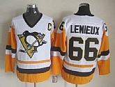 Pittsburgh Penguins #66 Mario Lemieux White Yellow CCM Throwback Jerseys,baseball caps,new era cap wholesale,wholesale hats