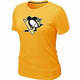 Pittsburgh Penguins Big & Tall Women's Logo Yellow T-Shirt,baseball caps,new era cap wholesale,wholesale hats