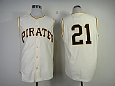 Pittsburgh Pirates #21 Roberto Clemente Cream Throwback Without Sleeves Jerseys,baseball caps,new era cap wholesale,wholesale hats