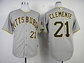 Pittsburgh Pirates #21 Roberto Clemente Gray Throwback Jerseys,baseball caps,new era cap wholesale,wholesale hats