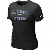 San Diego Charger Women's Heart & Soul Black T-Shirt,baseball caps,new era cap wholesale,wholesale hats