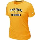 San Diego Charger Women's Heart & Soul Yellow T-Shirt,baseball caps,new era cap wholesale,wholesale hats