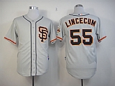 San Francisco Giants #55 Tim Lincecum 2013 Gray SF Jerseys,baseball caps,new era cap wholesale,wholesale hats