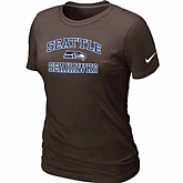 Seattle Seahawks Women's Heart & Soul Brown T-Shirt,baseball caps,new era cap wholesale,wholesale hats