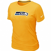 Seattle Seahawks Yellow Women's Logo T-Shirt,baseball caps,new era cap wholesale,wholesale hats