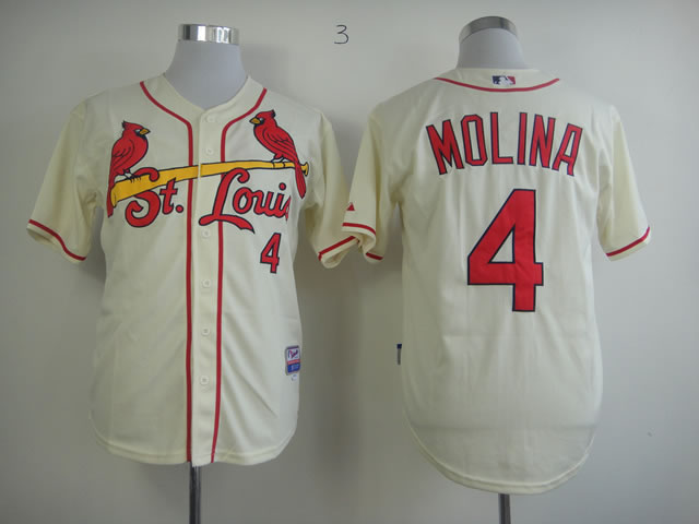 St.Louis Cardinals #4 Yadier Molina Cream Jerseys