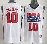 Team USA Basketball #10 Clyde Drexler White Throwback Jerseys,baseball caps,new era cap wholesale,wholesale hats