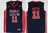 Team USA Basketball #11 Karl Malone Navy Blue Throwback Jerseys,baseball caps,new era cap wholesale,wholesale hats