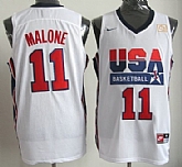 Team USA Basketball #11 Karl Malone White Throwback Jerseys,baseball caps,new era cap wholesale,wholesale hats