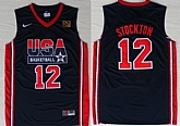 Team USA Basketball #12 John Stockton Navy Blue Throwback Jerseys,baseball caps,new era cap wholesale,wholesale hats
