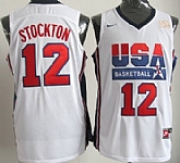 Team USA Basketball #12 John Stockton White Throwback Jerseys,baseball caps,new era cap wholesale,wholesale hats