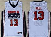 Team USA Basketball #13 Chris Paul White Throwback Jerseys,baseball caps,new era cap wholesale,wholesale hats