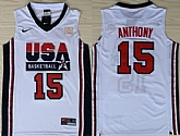 Team USA Basketball #15 Carmelo Anthony White Throwback Jerseys,baseball caps,new era cap wholesale,wholesale hats