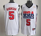 Team USA Basketball #5 David Robinson White Throwback Jerseys,baseball caps,new era cap wholesale,wholesale hats