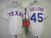 Texas Rangers #45 Holland 2014 White Jerseys,baseball caps,new era cap wholesale,wholesale hats
