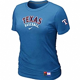 Texas Rangers Nike Women's L.blue Short Sleeve Practice T-Shirt,baseball caps,new era cap wholesale,wholesale hats