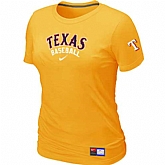 Texas Rangers Nike Women's Yellow Short Sleeve Practice T-Shirt,baseball caps,new era cap wholesale,wholesale hats