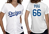 Womens Los Angeles Dodgers #66 Yasiel Puig White With Blue Jerseys,baseball caps,new era cap wholesale,wholesale hats