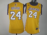 Womens Los Angeles Lakers #24 Kobe Bryant Yellow Swingman Jerseys,baseball caps,new era cap wholesale,wholesale hats