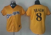Womens Milwaukee Brewers #8 Ryan Braun Yellow Jerseys,baseball caps,new era cap wholesale,wholesale hats