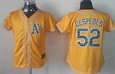 Womens Oakland Athletics 52 Yoenis Cespedes Yellow Jerseys,baseball caps,new era cap wholesale,wholesale hats