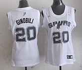 Womens San Antonio Spurs #20 Manu Ginobili Revolution 30 Swingman White Jerseys