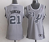 Womens San Antonio Spurs #21 Tim Duncan Revolution 30 Swingman Gray Jerseys