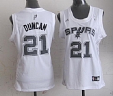 Womens San Antonio Spurs #21 Tim Duncan Revolution 30 Swingman White Jerseys