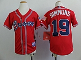 Youth Atlanta Braves #19 Andrelton Simmons 2014 Red Jerseys,baseball caps,new era cap wholesale,wholesale hats