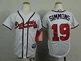 Youth Atlanta Braves #19 Simmons 2014 White Jerseys,baseball caps,new era cap wholesale,wholesale hats