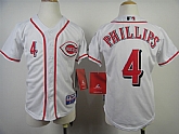 Youth Cincinnati Reds #4 Brandon Phillips White Jerseys,baseball caps,new era cap wholesale,wholesale hats