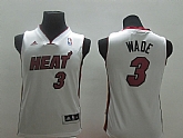 Youth Miami Heat #3 Wade White Jerseys