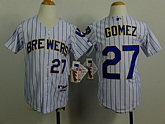 Youth Milwaukee Brewers #27 Carlos Gomez White Pinstripe Jerseys,baseball caps,new era cap wholesale,wholesale hats