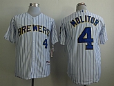 Youth Milwaukee Brewers #4 Paul Molitor White With Blue Pinstripe Throwback Jerseys,baseball caps,new era cap wholesale,wholesale hats