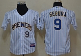 Youth Milwaukee Brewers #9 Jean Segura White Pinstripe Jerseys,baseball caps,new era cap wholesale,wholesale hats