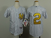 Youth New York Yankees #2 Derek Jeter White With Golden Jerseys,baseball caps,new era cap wholesale,wholesale hats