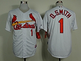 St.Louis Cardinals #1 Ozzie Smith White Throwback Jerseys,baseball caps,new era cap wholesale,wholesale hats