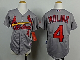 Youth St. Louis Cardinals #4 Yadier Molina Gray Jerseys,baseball caps,new era cap wholesale,wholesale hats