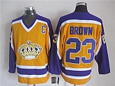 Los Angeles Kings #23 Dustin Brown Yellow With Purple Throwback Jerseys,baseball caps,new era cap wholesale,wholesale hats