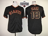 San Francisco Giants #18 Matt Cain 2014 Champions Patch Black Jerseys,baseball caps,new era cap wholesale,wholesale hats